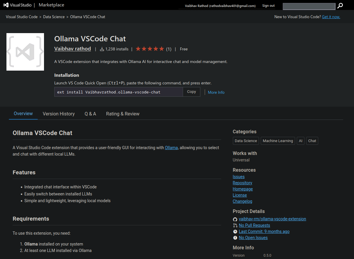 Ollama VScode Extension